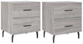 vidaXL Κομοδίνα 2 τεμ. Γκρι Sonoma 40 x 35 x 47,5 εκ. Επεξεργ. Ξύλο