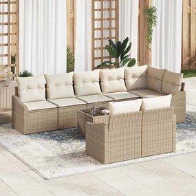 vidaXL Σετ Καναπέ με μαξιλάρι 9 pcs Μπεζ συνθετικό ρατάν