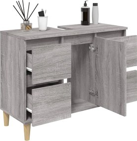 vidaXL Ντουλάπι Νιπτήρα Γκρι Sonoma 80 x 33 x 60εκ. Επεξεργασμένο Ξύλο