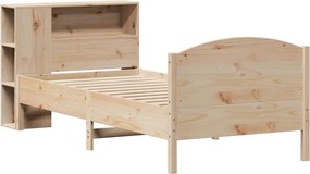 vidaXL Κρεβάτι Βιβλιοθήκη Χωρίς Στρώμα 75x190 εκ Μασίφ Ξύλο Πεύκο