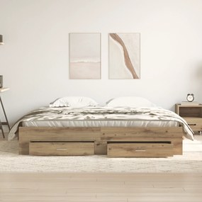 vidaXL Κρεβάτι με Συρτάρια Artisan Oak 180x200 cm Επεξεργασμένο Ξύλο