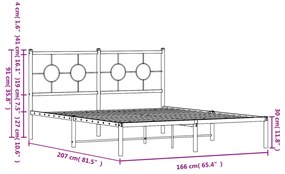 Πλαίσιο Κρεβατιού με Κεφαλάρι Μαύρο 160 x 200 εκ. Μεταλλικό - Μαύρο