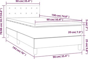 vidaXL Κρεβάτι Boxspring με Στρώμα Taupe 90x190 εκ.Υφασμάτινο