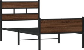 vidaXL Πλαίσιο Κρεβ. Χωρ. Στρώμα Καφέ Δρυς 80x200 εκ. Επεξ. Ξύλο