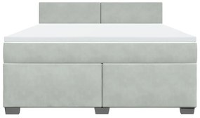 vidaXL Κρεβάτι Boxspring με Στρώμα Ανοιχτό Γκρι 180x200 εκ. Βελούδινο