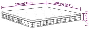 Στρώμα με Bonnell Springs Μεσαία Σκληρότητα 180 x 200 εκ. - Λευκό