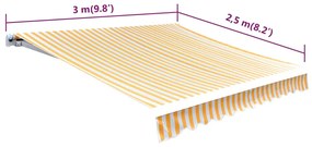 vidaXL Τεντόπανο Έντ. Κίτρινο/Λευκό 3x2,5 μ Καραβόπανο (Χωρίς Πλαίσιο)