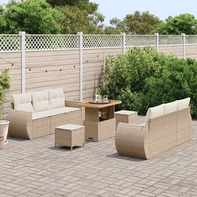 vidaXL Σετ Καναπέ Κήπου 9 pcs Μπεζ συνθετικό ρατάν