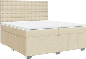 vidaXL Κρεβάτι Boxspring με Στρώμα Κρεμ 200x200 εκ. Υφασμάτινο