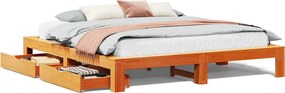 vidaXL Σκελετός Κρεβ. Χωρίς Στρώμα Καφέ Κεριού 200x200 εκ Μασίφ Πεύκο