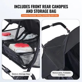 VEVOR Double Stroller Side x Side Foldable Lightweight Twin Stroller Black