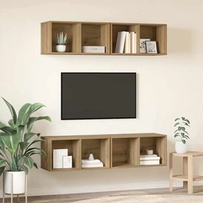 vidaXL Τηλεοπτική Κάβα Τοίχου 4 pcs artisan δρυς 37 x 37 x 72 εκ