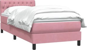 vidaXL Box Spring κρεβάτι με στρώμα ροζ 90x210 εκ. Βελούδινο