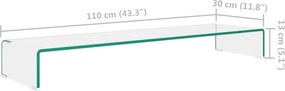 vidaXL Βάση Τηλεόρασης/Οθόνης Διάφανη 110 x 30 x 13 εκ. Γυάλινη