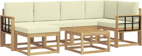 vidaXL Σειρά Καναπέ Εξωτερικού με μαξιλάρι 7 pcs Λευκό και Κρεμ