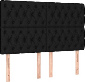 vidaXL Κρεβάτι Boxspring με Στρώμα Μαύρο 140x190 εκ. Υφασμάτινο