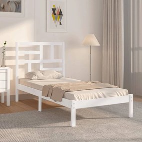 vidaXL Πλαίσιο Κρεβατιού Λευκό 100 x 200 εκ. από Μασίφ Ξύλο