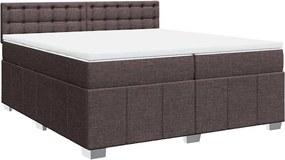 vidaXL Κρεβάτι Boxspring με Στρώμα Σκούρο Καφέ 200x200 εκ. Υφασμάτινο
