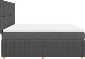 vidaXL Κρεβάτι Boxspring με Στρώμα Σκούρο Γκρι 200x200 εκ. Υφασμάτινο
