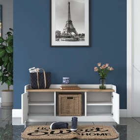 Παπουτσοθήκη P2 - 1808 - Χρώμα Λευκό &amp; Καρυδί - 120x40x45εκ