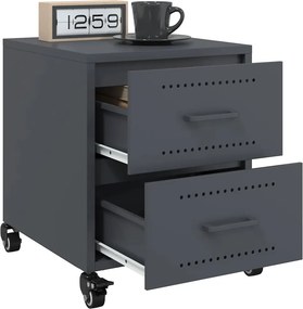 vidaXL Κομοδίνα 2 τεμ. Ανθρακί 36x39x43,5 εκ. από Χάλυβα