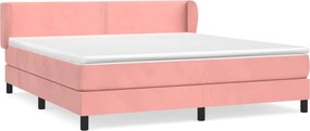 vidaXL Κρεβάτι Boxspring με Στρώμα Ροζ 180x200 εκ. Βελούδινο