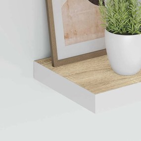 vidaXL Ράφια Τοίχου 2 τεμ. Δρυς και Άσπρο 23x23,5x3,8 εκ. MDF