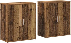 vidaXL Πλαϊνό γραφείο 2 pcs Παλιό ξύλο 60 x 31 x 70 εκ