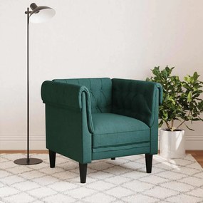 vidaXL Πολυθρόνα Chesterfield Σκούρο Πράσινο Υφασμάτινη