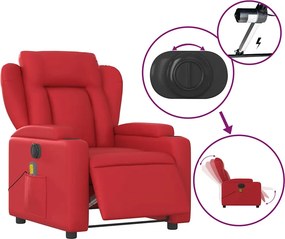 vidaXL Πολυθρόνα Μασάζ Ανακλινόμενη Ηλεκτρική Κόκκινη Συνθετικό Δέρμα