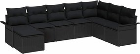 vidaXL Σετ Καναπέ Κήπου με μαξιλάρι 8 pcs Μαύρο Πολυ ράταν