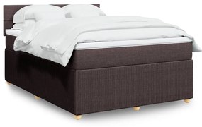 VidaXL Κρεβάτι Boxspring με Στρώμα Σκούρο Καφέ 140x190 εκ. Υφασμάτινο