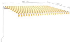 vidaXL Τέντα Συρόμενη Αυτόματη Kίτρινο / Λευκό 450 x 300 εκ.