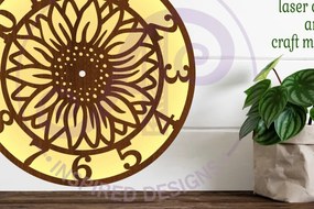Intra απο ξύλο plywood 3mm-4mm πάχος – Ρολόι ηλίανθου Ρολόι τοίχου με λέιζερ Δίασταση  40x30 cm INTRAFABR-113877906