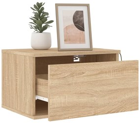 vidaXL Κομοδίνο Επιτοίχιο με Φώτα LED Sonoma Δρυς