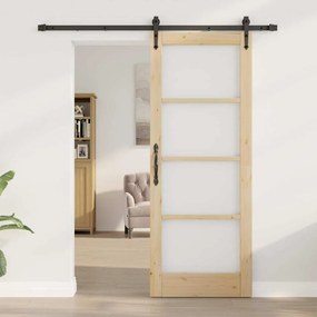 vidaXL Ολισθητή Πόρτα Καφέ 78 x 202 εκ. Ξύλο και μέταλλο