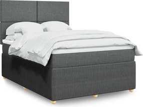 vidaXL Κρεβάτι Boxspring με Στρώμα Σκούρο Γκρι 140x200 εκ Υφασμάτινο