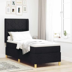 vidaXL Κρεβάτι Box Spring με Στρώμα & LED Μαύρο 80x200 εκ. Ύφασμα