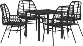 vidaXL Σέτ φαγητού για κήπο 5 pcs Μαύρο συνθετικό ρατάν