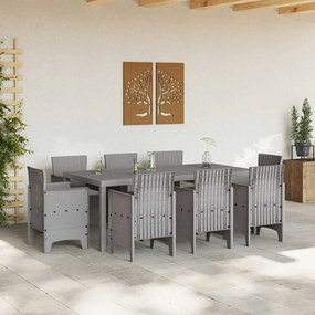 vidaXL Σέτ φαγητού για κήπο 9 pcs Ανοιχτό γκρι Πολυπροπυλένιο