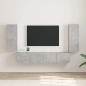 vidaXL Ντουλάπι Τηλεόρασης Τοίχου 2 pcs Σκυρόδεμα Επεξεργασμένο Ξύλο