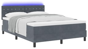 vidaXL κρεβάτι με στρώμα & LED  Σκούρο Γκρι 140x200 εκ Βελούδο