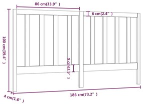Κεφαλάρι Κρεβατιού Μελί 186 x 4 x 100 εκ. από Μασίφ Ξύλο Πεύκου - Καφέ
