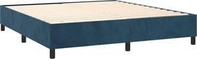 vidaXL Κρεβάτι Boxspring με Στρώμα Σκούρο Μπλε 160x200 εκ. Βελούδινο
