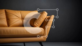 Intra Συλλεκτικό Ξύλινο Παζλ Plywood 4mm - Δερμάτινος καναπές καφέ με μαξιλάρια Σε Ξύλινο Κουτί - Διαστάσεις Puzzle: 10x10 cm – 25 κομμάτια