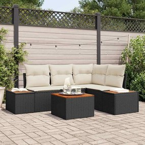 vidaXL Σετ Καναπέ Κήπου με μαξιλάρι 5 pcs Μαύρο Πολυ ράταν