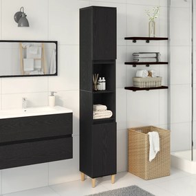 vidaXL Ντουλάπι Μπάνιου Μαύρο Δρυς 30x30x190 εκ Επεξεργασμένο Ξύλο