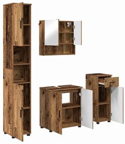 vidaXL Σετ Επίπλων Μπάνιου με πόρτα 4 pcs Παλαιό ξύλο 61 x 35 x 64 εκ.