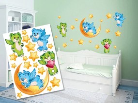 Διακοσμητικά αυτοκόλλητα τοίχου πράσινα & μπλε αρκουδάκια - 50x70