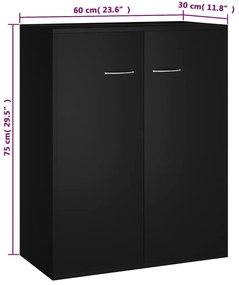 vidaXL Συρταριέρα Μαύρη 60 x 30 x 75 εκ. από Επεξεργασμένο Ξύλο